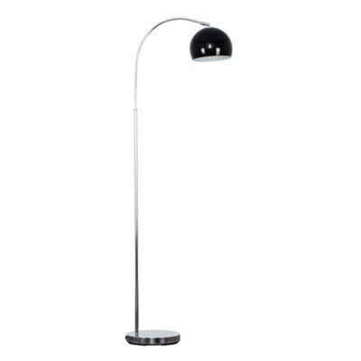 Valuelights Designer Style Chrome Stem Floor Lamp With Black Arco Style Metal Dome Light Shade With Led Gls Bulb In Warm White - image 1