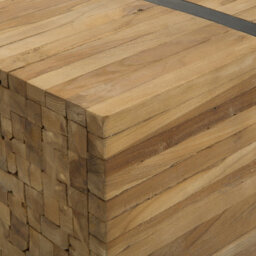 Beliani Teak Solid Wood Coffee Table 110 X 69 Cm With Castors, Rustic Matt Finish - thumbnail 5