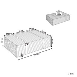 Beliani Teak Solid Wood Coffee Table 110 X 69 Cm With Castors, Rustic Matt Finish - thumbnail 3