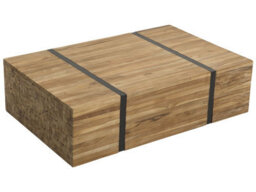 Beliani Teak Solid Wood Coffee Table 110 X 69 Cm With Castors, Rustic Matt Finish - thumbnail 1