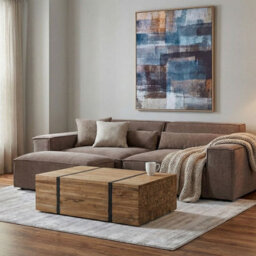 Beliani Teak Solid Wood Coffee Table 110 X 69 Cm With Castors, Rustic Matt Finish - thumbnail 2