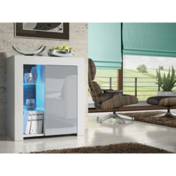Sideboard Tv Unit Modern Cabinet Cupboard Tv Stand Living Room High Gloss Doors - White & Grey - thumbnail 4