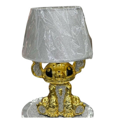 DEENZ Gold Crushed Diamond Stitch Table Lamp With Shade Ceramic