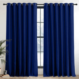 Ameha Navy Blackout Eyelet Curtains Ready Made Ring Top Thermal Insulated Heavy Thick Curtain 66''x90'' Bedroom Living Room Uk - thumbnail 9