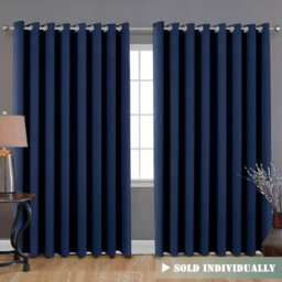 Ameha Navy Blackout Eyelet Curtains Ready Made Ring Top Thermal Insulated Heavy Thick Curtain 66''x90'' Bedroom Living Room Uk - thumbnail 7
