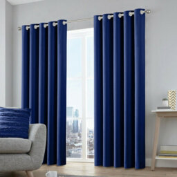 Ameha Navy Blackout Eyelet Curtains Ready Made Ring Top Thermal Insulated Heavy Thick Curtain 66''x90'' Bedroom Living Room Uk - thumbnail 2
