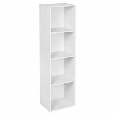 Urbn-Living Urbnliving Height 106Cm 4 Shelf Wooden Bookcase Shelving Colour White Display Storage Shelf Unit Shelves - image 1