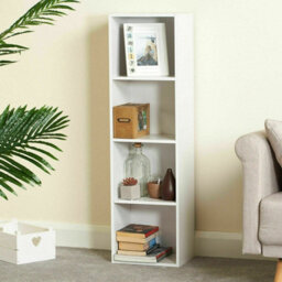 Urbn-Living Urbnliving Height 106Cm 4 Shelf Wooden Bookcase Shelving Colour White Display Storage Shelf Unit Shelves - thumbnail 2