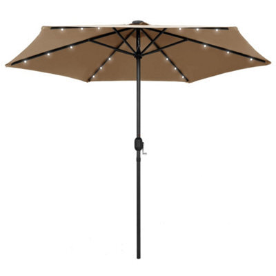 Berkfield Parasol With Led Lights And Aluminium Pole 270 Cm Taupe - image 1