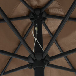 Berkfield Parasol With Led Lights And Aluminium Pole 270 Cm Taupe - thumbnail 5