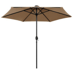 Berkfield Parasol With Led Lights And Aluminium Pole 270 Cm Taupe - thumbnail 2