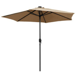 Berkfield Parasol With Led Lights And Aluminium Pole 270 Cm Taupe - thumbnail 3
