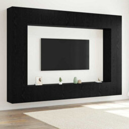 Berkfield 12 Piece Tv Cabinet Set Wall-Mounted Black Oak Engineered Wood - thumbnail 1