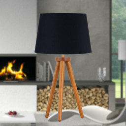 First Choice Lighting Set Of 2 Dark Oak Table Lamp Or Bedside Lights With Black Shades - thumbnail 5