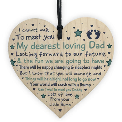 Red Ocean Daddy To Be Pregnancy Congratulations Gift From Bump Baby Shower Gift Wooden Heart - image 1