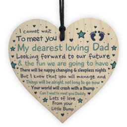 Red Ocean Daddy To Be Pregnancy Congratulations Gift From Bump Baby Shower Gift Wooden Heart - thumbnail 1