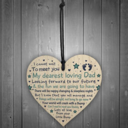 Red Ocean Daddy To Be Pregnancy Congratulations Gift From Bump Baby Shower Gift Wooden Heart - thumbnail 2