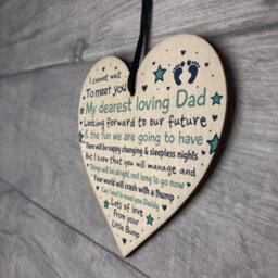 Red Ocean Daddy To Be Pregnancy Congratulations Gift From Bump Baby Shower Gift Wooden Heart - thumbnail 7
