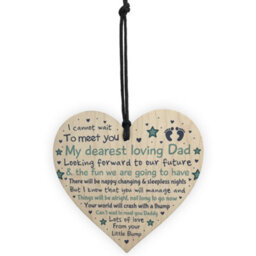Red Ocean Daddy To Be Pregnancy Congratulations Gift From Bump Baby Shower Gift Wooden Heart - thumbnail 5