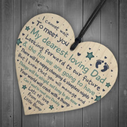 Red Ocean Daddy To Be Pregnancy Congratulations Gift From Bump Baby Shower Gift Wooden Heart - thumbnail 6