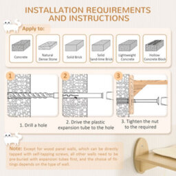 Pawhut Cat Wall Furniture Condo Perches Scratch Posts Steps 8 Piece Beige - thumbnail 6