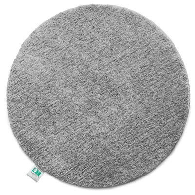 Floordirekt Sky Round Microfibre Bath Mat Soft 30mm Pile Non Slip Washable Bathroom Rug Silver Grey 95 X 95 X 3 Cm - image 1