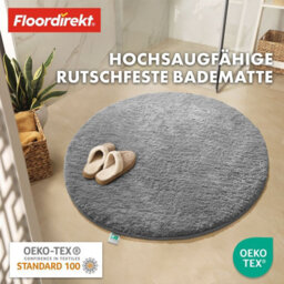 Floordirekt Sky Round Microfibre Bath Mat Soft 30mm Pile Non Slip Washable Bathroom Rug Silver Grey 95 X 95 X 3 Cm - thumbnail 3