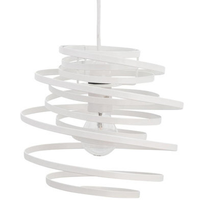 First Choice Lighting White Metal Swirl Easy Fit Lamp Shade - image 1