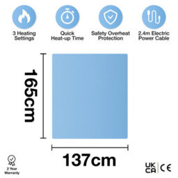Purus King Size Electric Blanket Soft Fleece Fitted Bed Underblanket 3 Setting Heat Control - thumbnail 6