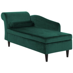 Beliani Left-Hand Chaise Longue Luiro Velvet Emerald Green With Storage - thumbnail 4