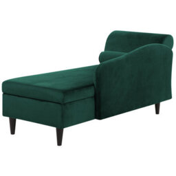Beliani Left-Hand Chaise Longue Luiro Velvet Emerald Green With Storage - thumbnail 6