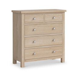 Farro Washed Oak 2 Over 3 Chest Of Drawers Fully Assembled -  By Roseland Furniture
