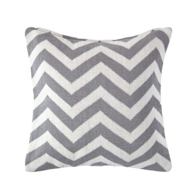Homescapes Grey Geometric Cotton Knitted Cushion Cover, 45 X 45 Cm - image 1