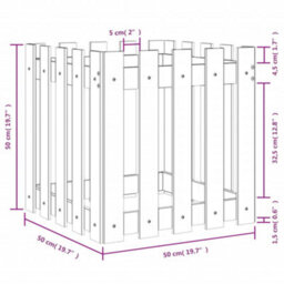 Berkfield Versatile Garden Planter With Fence Design White 50X50X50 Cm Solid Wood Pine - thumbnail 9