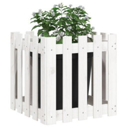Berkfield Versatile Garden Planter With Fence Design White 50X50X50 Cm Solid Wood Pine - thumbnail 3