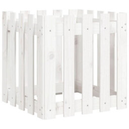 Berkfield Versatile Garden Planter With Fence Design White 50X50X50 Cm Solid Wood Pine - thumbnail 4