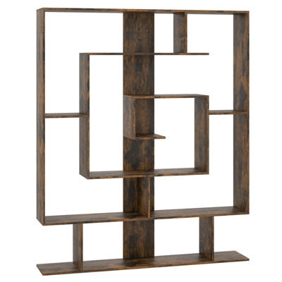 Costway 7-Tier Bookshelf Geometric Bookcase With 2 Anti-Tipping Kits-Brown - image 1