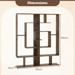 Costway 7-Tier Bookshelf Geometric Bookcase With 2 Anti-Tipping Kits-Brown - thumbnail 2