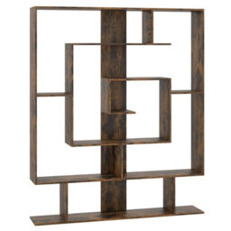 Costway 7-Tier Bookshelf Geometric Bookcase With 2 Anti-Tipping Kits-Brown