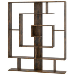 Costway 7-Tier Bookshelf Geometric Bookcase With 2 Anti-Tipping Kits-Brown - thumbnail 5