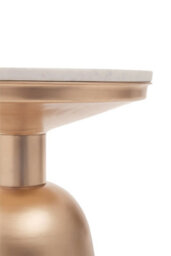 Orsina White Marble Top Gold Base Side Table, Contemporary End Table In Bottleneck Design, Sturdy Iron Base - thumbnail 3