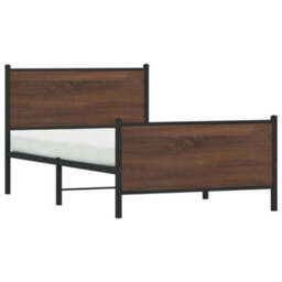 Berkfield Metal Bed Frame Without Mattress Brown Oak 107X203 Cm - thumbnail 4