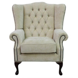 Chesterfield High Back Wing Chair Velluto Chiffon Fabric Bespoke In Mallory Style - thumbnail 2