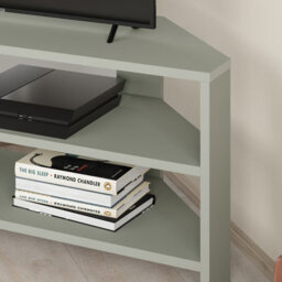 "Decortie Thales Corner Modern Tv Unit Entertainment Stand Ash Green 32"" Tvs H 43Cm W 110Cm" - thumbnail 5