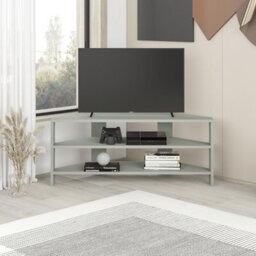 "Decortie Thales Corner Modern Tv Unit Entertainment Stand Ash Green 32"" Tvs H 43Cm W 110Cm" - thumbnail 4