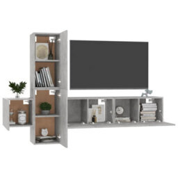 Berkfield Sturdy 5 Piece Tv Cabinet Set Concrete Grey Engineered Wood - thumbnail 3