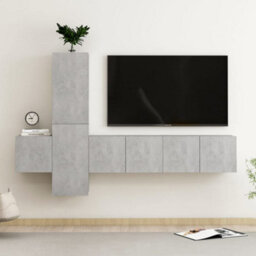 Berkfield Sturdy 5 Piece Tv Cabinet Set Concrete Grey Engineered Wood - thumbnail 2