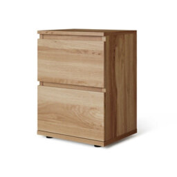 Urbn-Living Urbnliving Height 49Cm 2 Drawer Wooden Bedroom Bedside Cabinet Colour Oak Carcass And Oak Drawers No Handle Nightstand - thumbnail 1