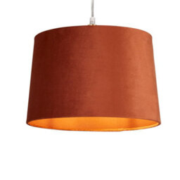 Lighting Collection Terra Glow Warm Terracotta Fabric Drum Pendant Light Shade - thumbnail 2