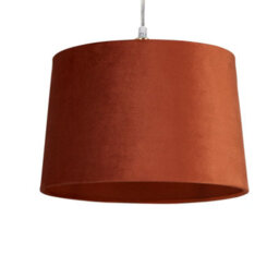 Lighting Collection Terra Glow Warm Terracotta Fabric Drum Pendant Light Shade - thumbnail 3